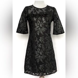 Anne Fontaine Black Floral Lace Dress